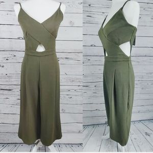 Dynamite Olive Green Wide leg Cut Out Romper